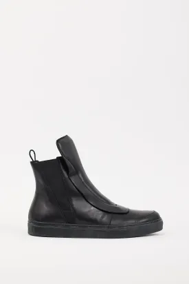 Black Leather Panelled High Top Sneaker