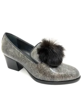 Block Heel Pom Pom Loafer