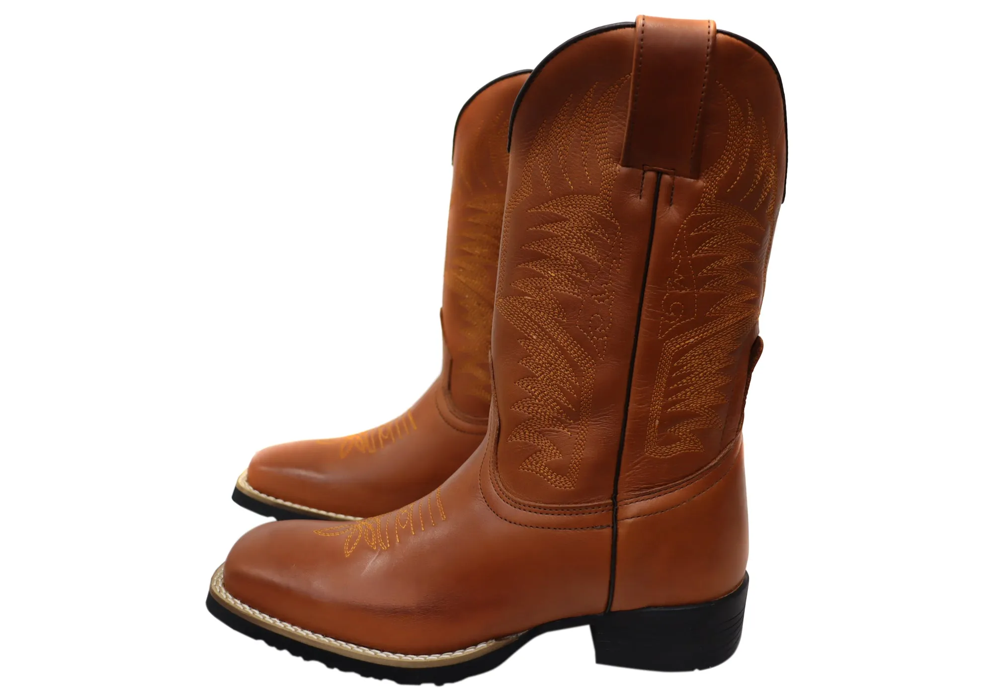 D Milton Houston Mens Leather Comfortable Western Cowboy Boots