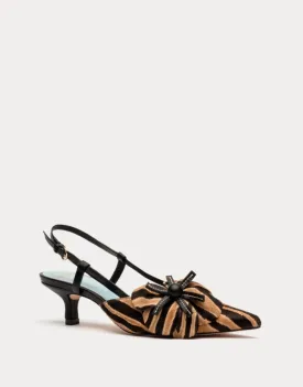 Frances Valentine Flower Kitten Heel Zebra Haircalf