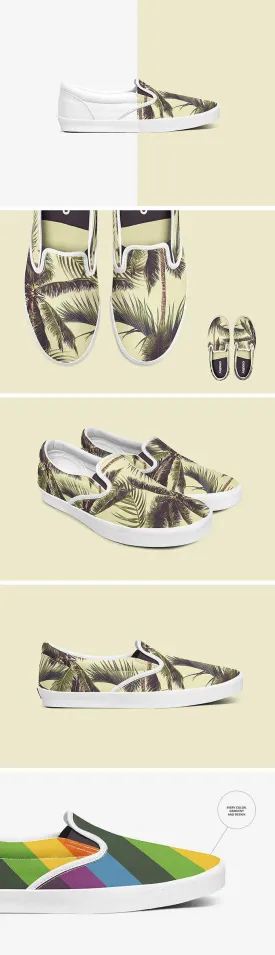 Free Clean White Slip-on Shoes Mockup Set