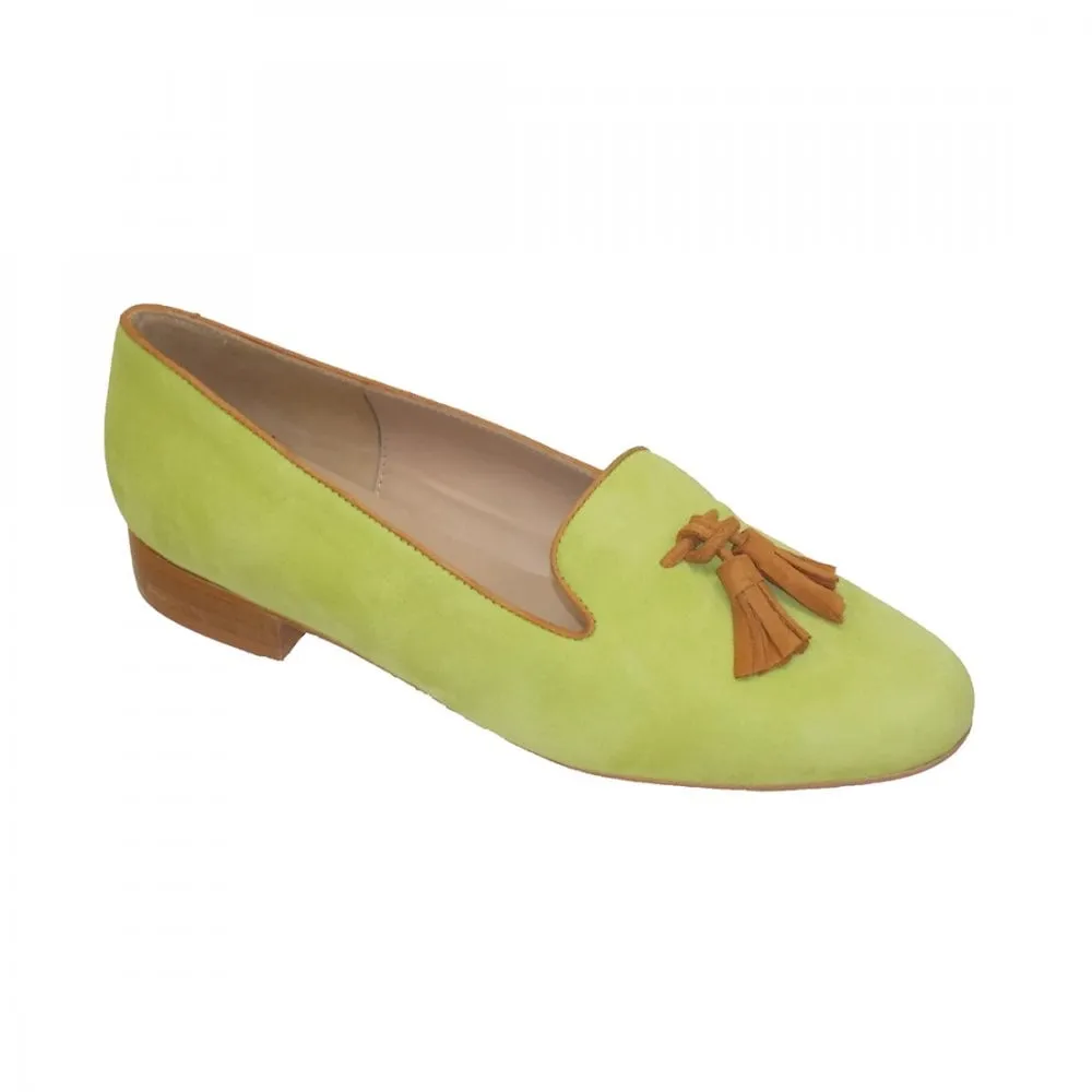 HB Shoes Clover Lime Suede Tassel Tab Shoe