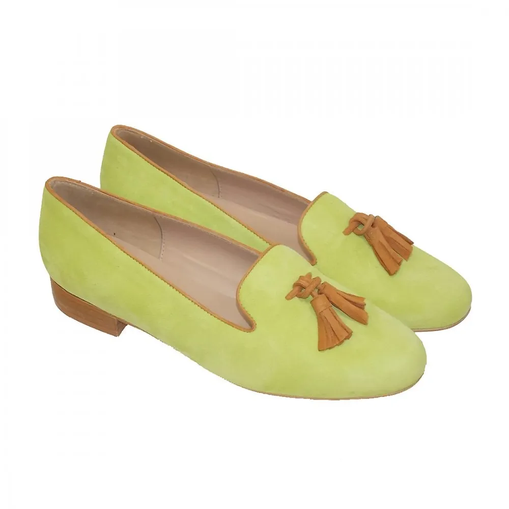 HB Shoes Clover Lime Suede Tassel Tab Shoe