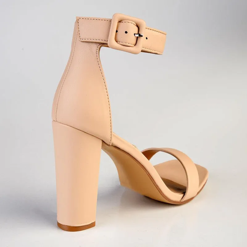 Madison Angelique Classic Block Heel Sandal - Nude