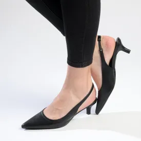 Madison Paige Kitten Slingback Heels - Black