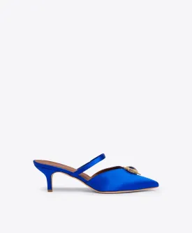 Marla 45 Blue Satin Mules