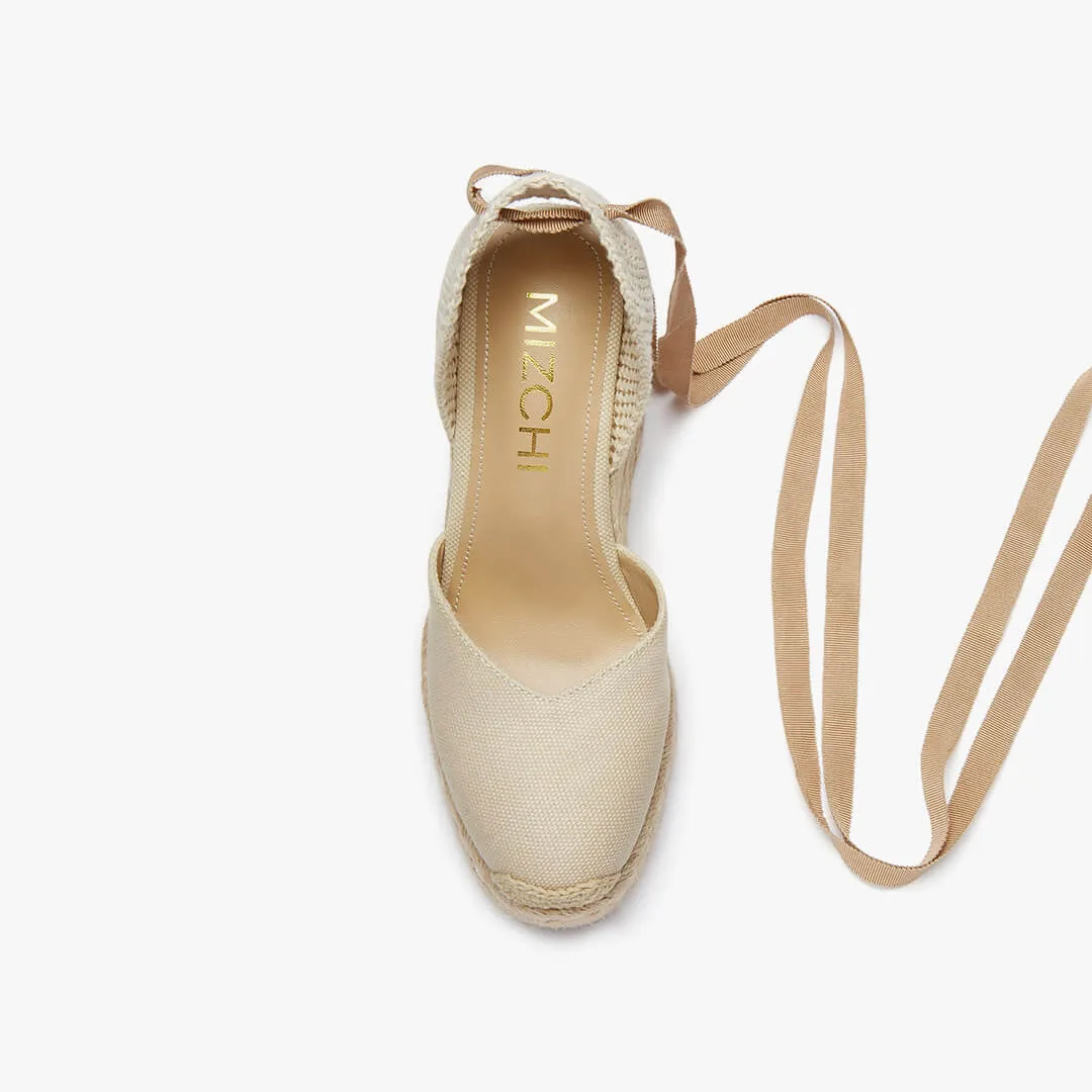 *Monaco 10 - Beige Wedge Espadrilles