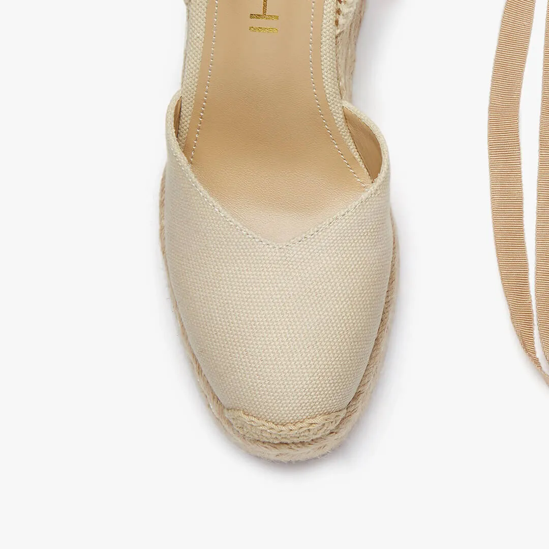 *Monaco 10 - Beige Wedge Espadrilles