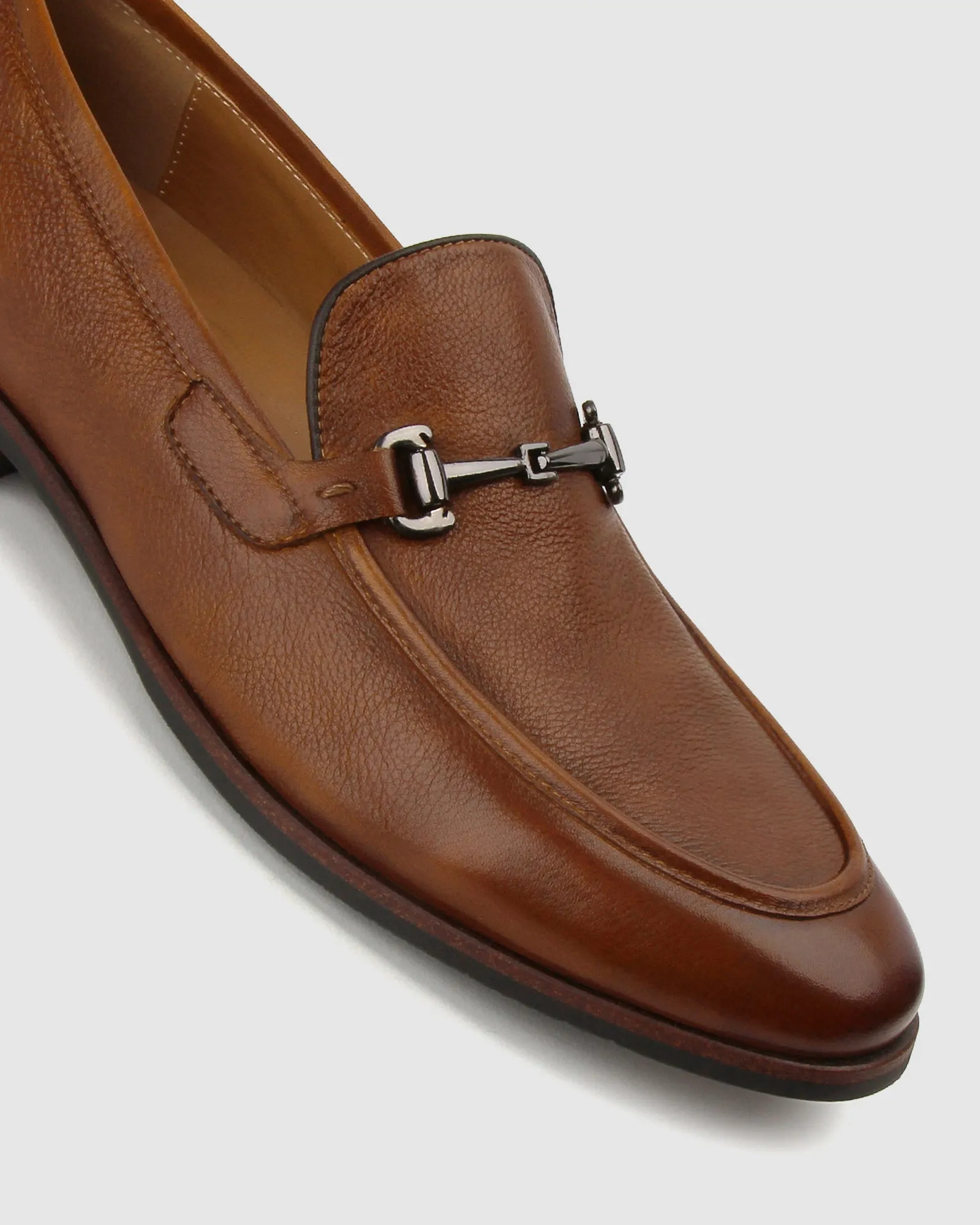 NATE Leather Buckle Trim Loafers