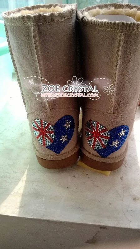 New**England Flag Style WINTER Bling and Sparkly Creamy White Pearls Wool BOOTS w shinning Czech or Swarovski crystals