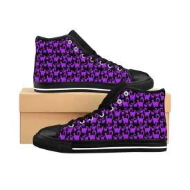 Purple Snobby Scatter Cats Women's High-top Sneakers