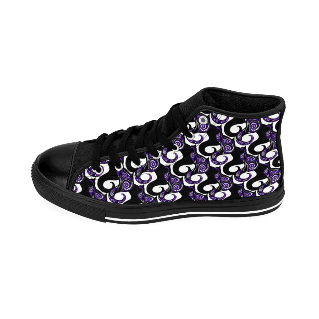 Purple Swirly Cats Women's High-top Sneakers