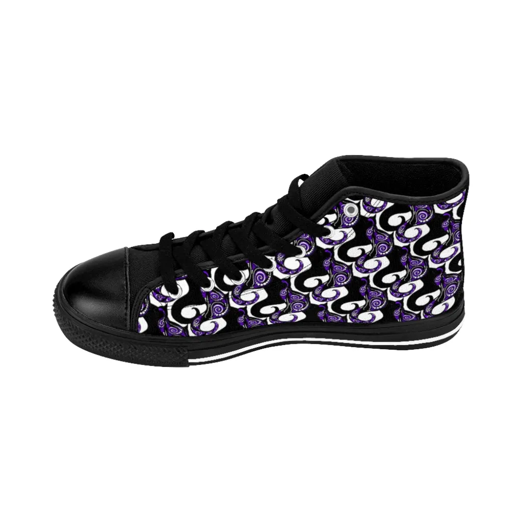 Purple Swirly Cats Women's High-top Sneakers