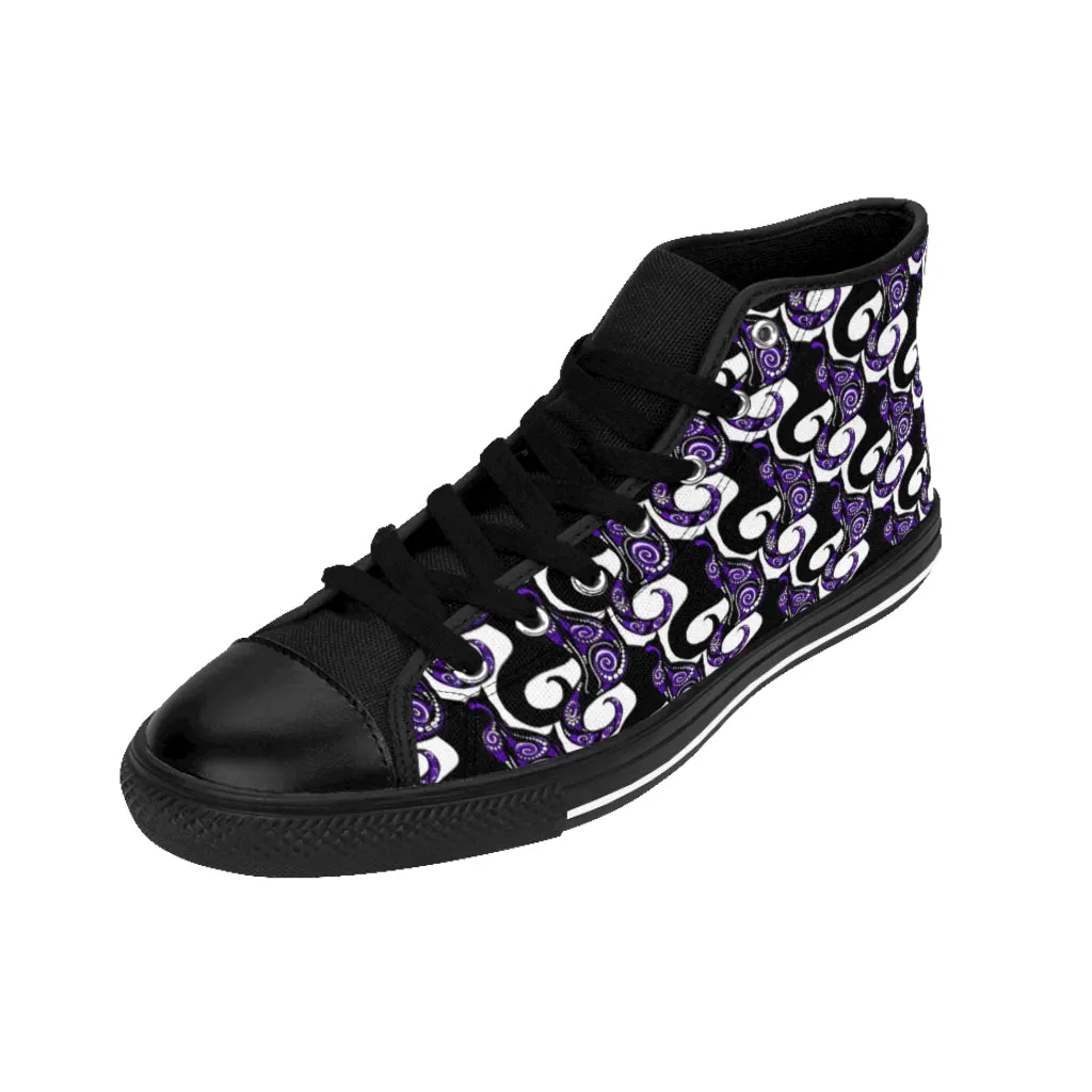 Purple Swirly Cats Women's High-top Sneakers