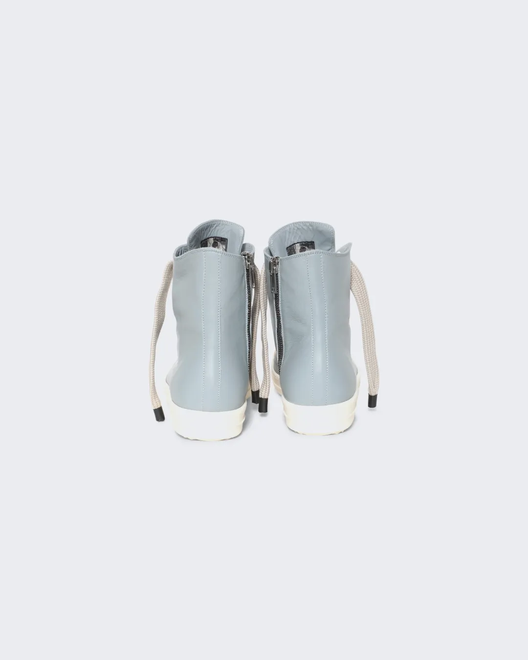 Rick Owens Jumbo Laced High Top Sneakers in Pale Blue and Milk