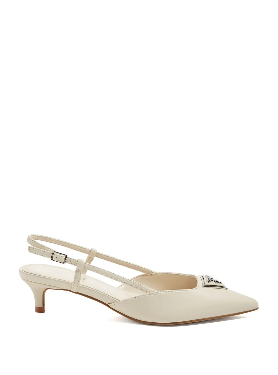 White Jesson Sling Back Kitten Heels