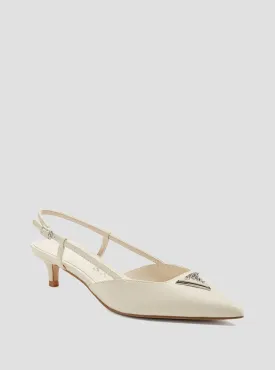 White Jesson Sling Back Kitten Heels